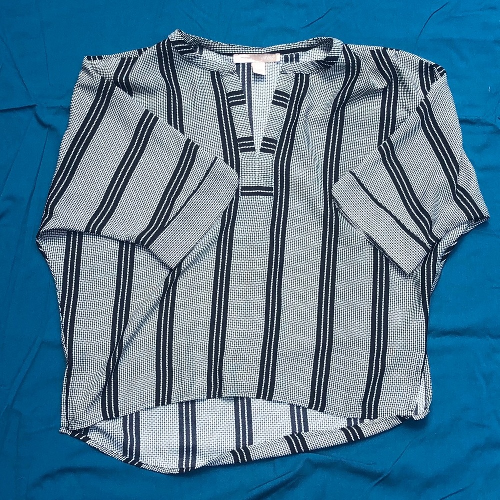 BLACK AND WHITE SILKY BLOUSE